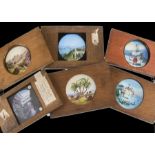 Collection of 33 Miscellaneous Mahogany-Mounted Hand-Coloured, Hand- Tinted and Photographic Magic