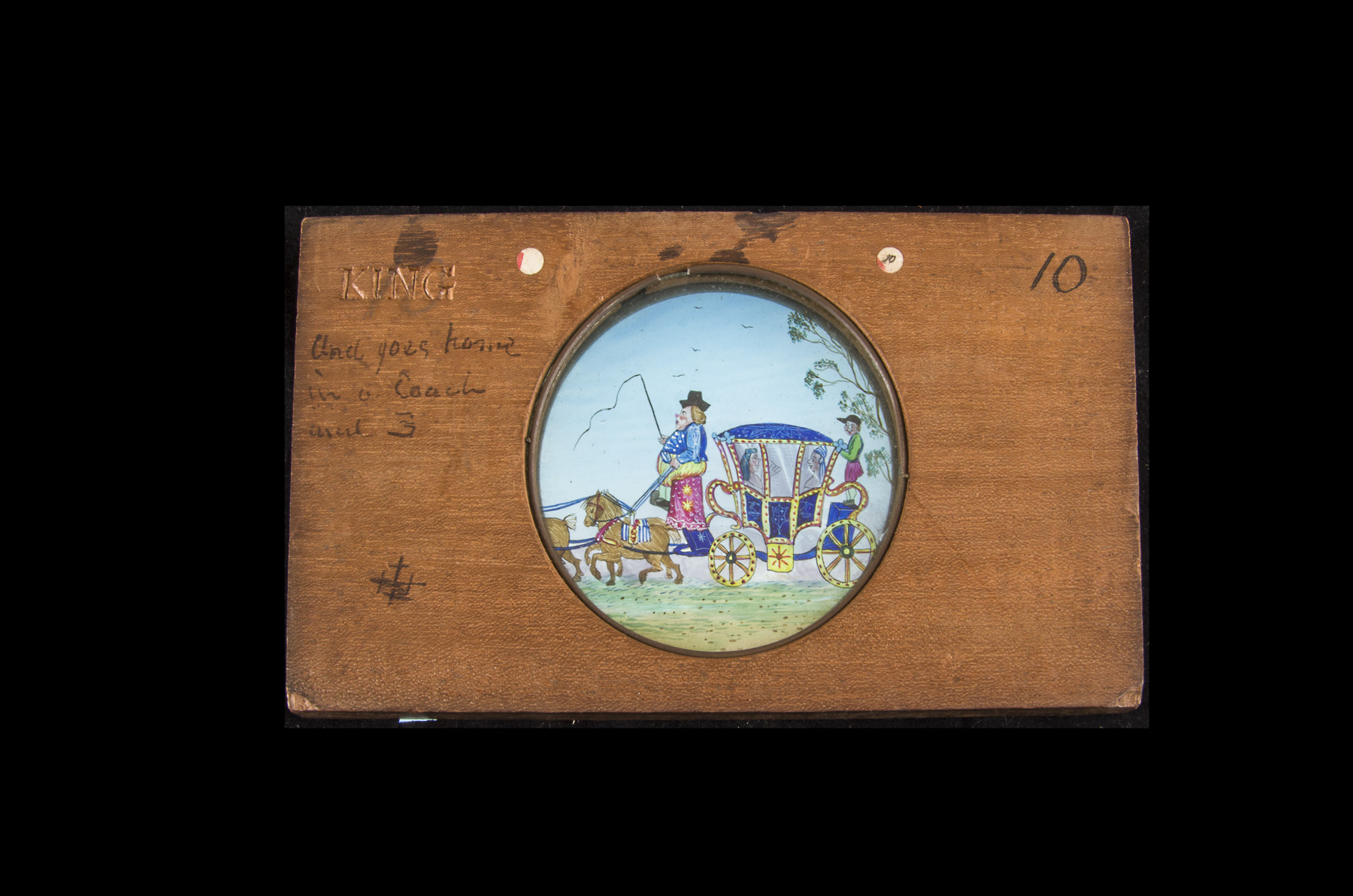 Lord Bateman - A Set of 12 Mahogany-Mounted Hand-Coloured Magic Lantern Slides, each stamped King - Image 9 of 12