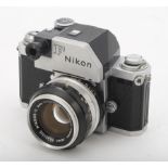 A Nikon F Photomic SLR Model II Camera, serial no. 6960057, 1969, chrome, shutter working, body,