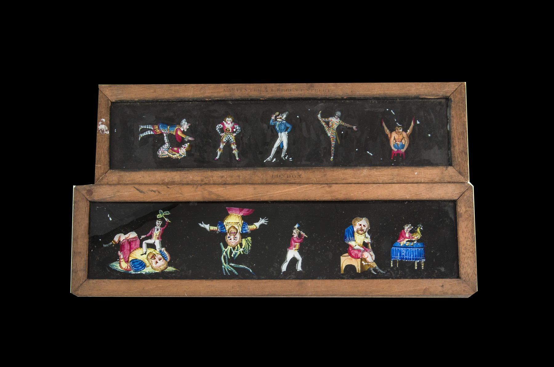 Ten Mahogany-Mounted Hand-Painted Long Magic Lantern Slides, various sizes of circa 368mm x 102mm - Image 2 of 3