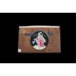 Two Mahogany- mounted Hand-Tinted Magic Lantern Dissolve slides, of a dancing girl with a tambourine