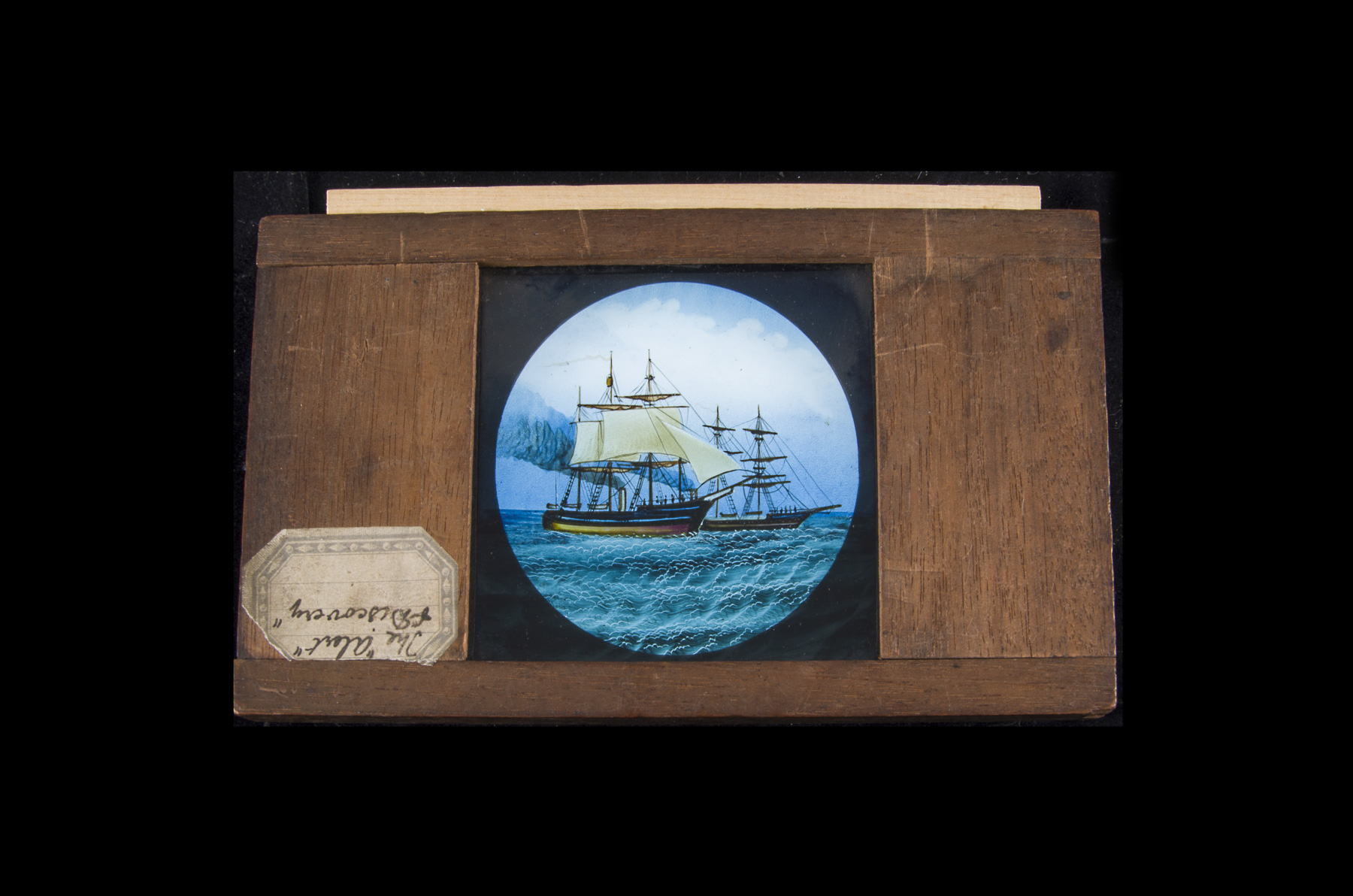 Seven Mahogany-Mounted Hand-Coloured Magic Lantern Slides with Nautical Scenes, including one of - Image 4 of 7