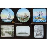 3¼sq. in. 101 Magic Lantern Slides of Ships and the Navy, photographic (many hand-tinted) and