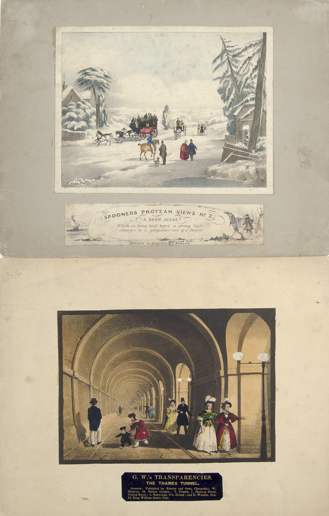 The Brunel Thames Tunnel, 'Spooner's Protean Views No. 2' - Snow Scene transforming to Thames Tunnel