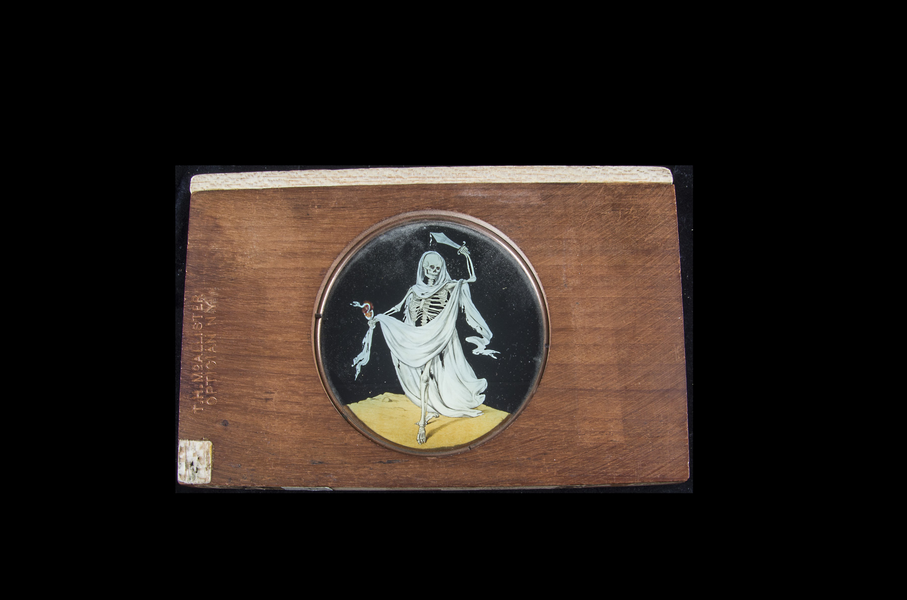 Two Mahogany- mounted Hand-Tinted Magic Lantern Dissolve slides, of a dancing girl with a tambourine - Image 2 of 2