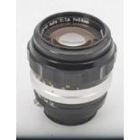 A Nikon Nikkor-H Auto 85mm f/1.8 Lens, serial no. 195148, AI, black, barrel, VG, elements, G-VG,