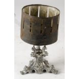 Unusual Miniature Zoetrope on an Ornate Silver Plated Base, the base with three scrolled fish