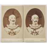 Notable Portrait Cartes de Visite, clown with differing expressions/W & A H Fry, Brighton (2),