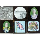 3¼sq. in. Box of 80 Magic Lantern Slides of Queen Victoria, her Funeral Procession and other