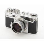 A Nikon SP Rangefinder Camera, serial no. 6202279, chrome, cloth shutter, BCO 01 006-3, an early