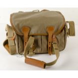 Billingham Bag, cordura, khaki, tan trim, padded inserts, 32cm x 20cm x 20cm, VG