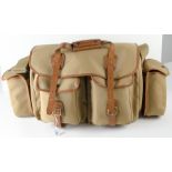 Billingham Bag, model 550, detachable end bags, padded inserts, khaki, tan trim, 60cm x 29cm x 30cm,