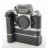 A Nikon F2 Photomic SLR Body, serial no. 8031665, chrome, shutter working, body, F, some significant