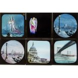 7 Pairs of Hand-Tinted Magic Lantern Dissolve Slides and 27 Effect Slides for Dissolving Views,