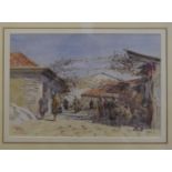 William Wiehe Collins (1862-1951) watercolour, Lemnos' dated 1915, market scene, signed and dated