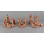 A collection of terracotta Creche figures, crib scene, from Urundi, Belgian Congo (12), together