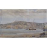 William Wiehe Collins (1862-1951) watercolour, Naples' dated 1892, view of the bay with ships and