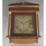 A brass 30 hour clock long case clock movement, by D F Batters No.8, in modern mahogany and teak