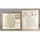 Robert Morden Shropshire Map, taken from a book, later coloured, in studio frame, 37 cm x 42 cm