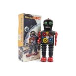 A Taiyo (Japan) Battery-operated Blink-A-Gear Robot, large tinplate and plastic robot, black body,