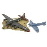 Flying Fortress WW2 Diorama, Monogram 1:48 scale built and painted model of B17 231367 in crash
