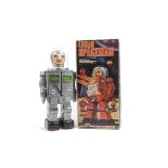 A Wing Fat For Mego (Hong Kong) Battery-operated Lunar Spaceman, grey plastic body, chrome trim,