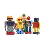 Loose Hong Kong Plastic Battery-operated Robots, Mortoys Robbie Robot, Durham Industries Robot