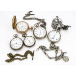 A late 19th century continental silver pocket watch by Grinberg Et Reichman, on a heavy silver