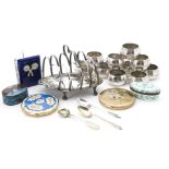 A small collection of silver and silver plated and other items