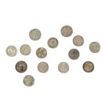 A collection of 14 good six pences, including a William III 1696 example, a George II 1757, along