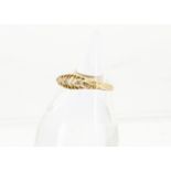 A Victorian 18ct gold and five stone diamond ring, small graduating old cuts in claw settings, 2.