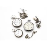 A late 19th century continental silver pocket watch, together a similar period lady's example, a
