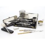 A collection of Victorian and later silver and silver plated items, including a continental silver