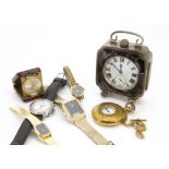 An Edwardian Goliath pocket watch, presented in a similar period silver and tortoiseshell case