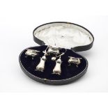 An Art Deco period five piece cruet set from Mappin & Webb, presented in an M&W fitted box with