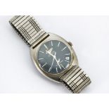 A c1970s Longines Automatic Ultra-Chron stainless steel gentleman's wristwatch, 35mm case, blue dial