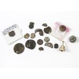 An interesting accumulation of metal detector and dig finds, including Roman and antique coins,