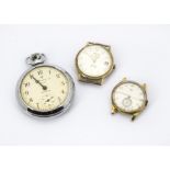 A c1950s Oris mid sized wristwatch, together with a similar period Ingersoll stopwatch and a