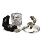 A collection of Victorian and later silver and silver plated items, including a silver capstan