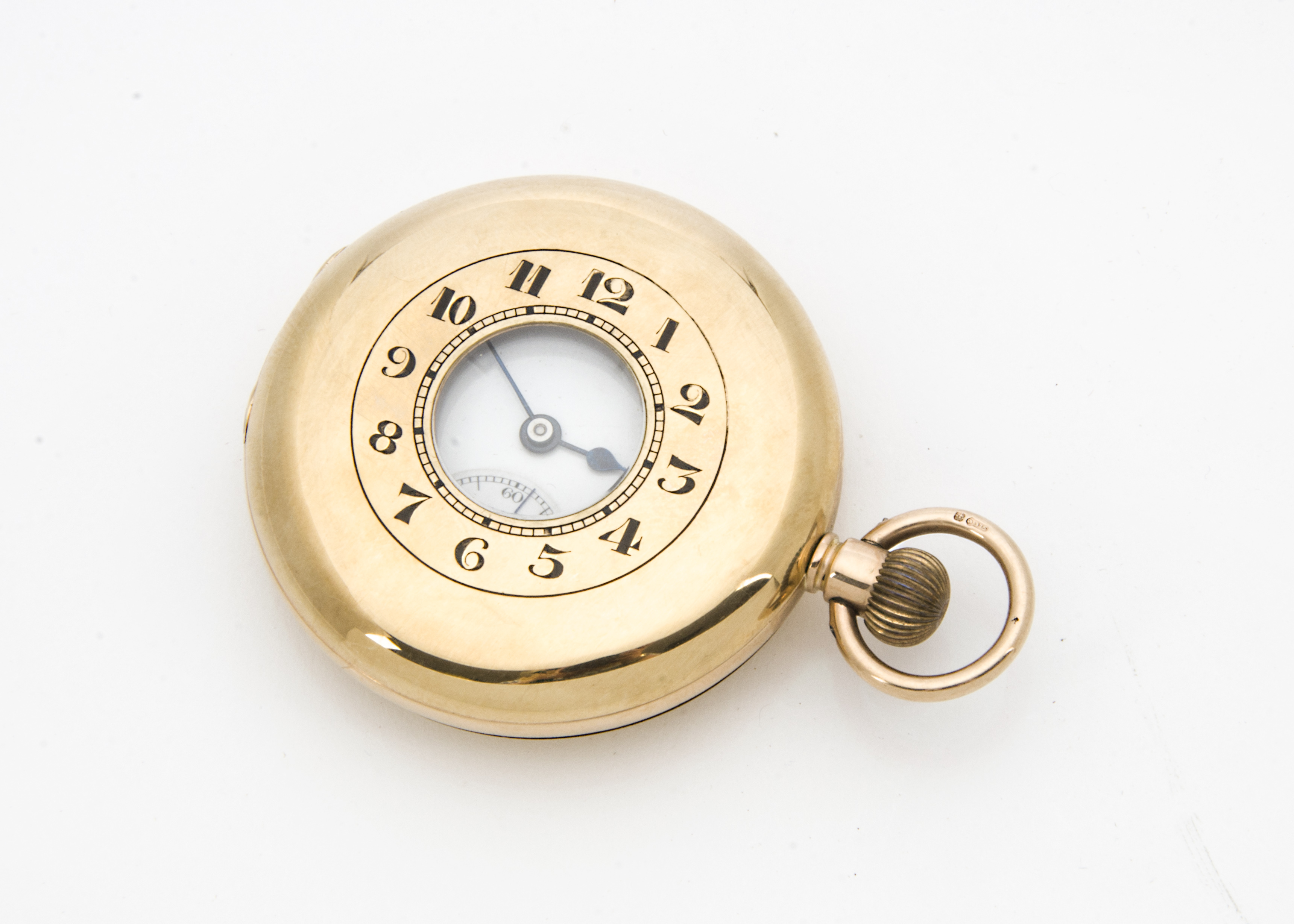 An early 20th century Tavennes Watch Co 9ct gold half hunter pocket watch, hallmarked to front, back