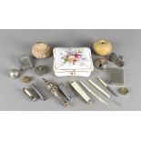 A small collection of objets de vertue, including a Royal Crown Derby trinket box, with floral