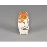 A Clarice Cliff Bonjour shaped sugar sifter with hand painted Rhodanthe pattern, and a printed