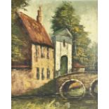 Continental School, 20th Century, oil on canvas, 'Bridge over a River', signed 'Calny' (lower