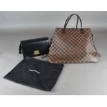 A Louis Vuitton leather Neverfull bag in Damier Ebène coated canvas, together with Yves Saint