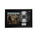 The Beatles, Sgt Pepper's album cover, silver record and plaque stating date of recording (720mm x