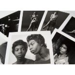 Nina Simone photographs, nine b/w prints by Herb Snitzer in 1959/60 on stage and in the studio (