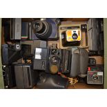 A Tray of Polaroid Cameras, including; Pleaser Instant Camera, Autofocus 3500, Fujifilm Instax