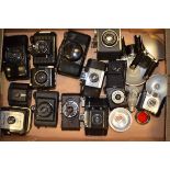 A Tray of Bakelite Cameras, including; Falcon Delux Miniture, Photax Miniature, Boyer VIII, Winar