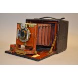 Premo SR Folding Box Camera, body G, red bellows G, elements F, with dark slide, glass plate intact