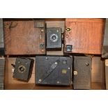 A Tray of Box Cameras, including; Popular Brownie, No 4 Weno Hawkeye, Six-20 Brownie and other